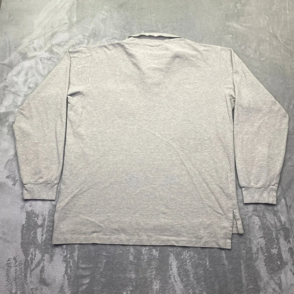 Polo Ralph Lauren Mens XL Heather Grey Long Sleeve Polo‎ Shirt Embroidered Bear